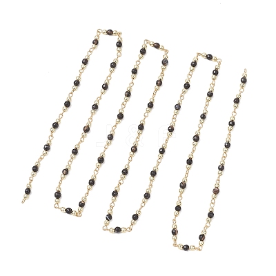 Natural Agate Beaded Round Link Chains AJEW-JB01533-02-1
