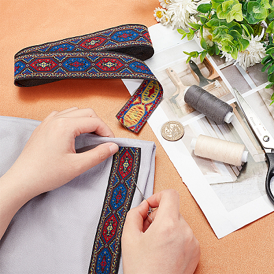 10 Yards Ethnic Style Polyester Ribbon OCOR-WH0082-29B-1