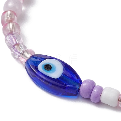Evil Eye Lampwork & Glass Seed Braided Bead Bracelet BJEW-JB09706-1