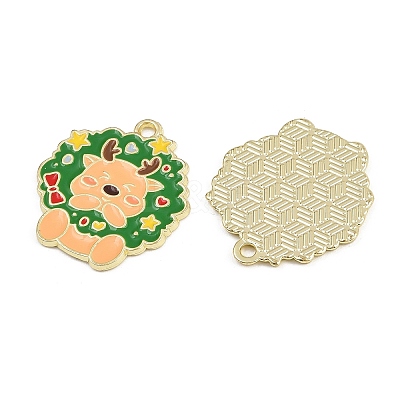 Christmas Deer Theme Alloy Enamel Pendants ENAM-D304-01B-G-1