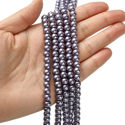 Eco-Friendly Dyed Glass Pearl Round Beads Strands HY-A002-6mm-RB116-1
