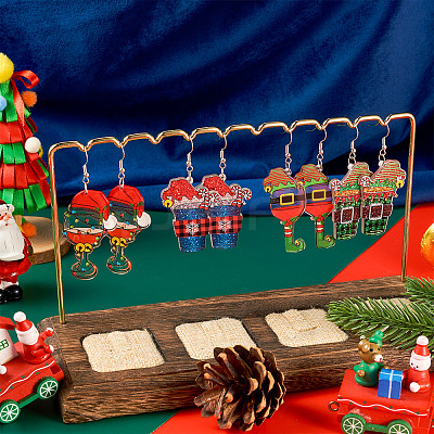 4Pair Christmas Iron Dangle Earrings for Women EJEW-TA00594-1