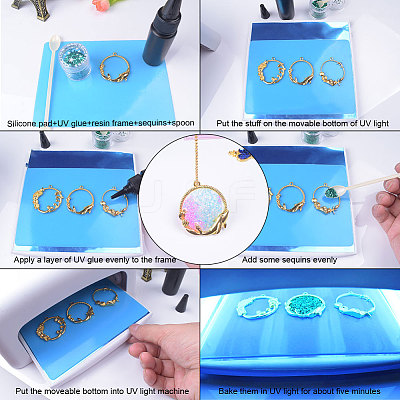 Rack Plating Alloy Open Back Bezel Pendants PALLOY-OC0001-01-FF-1