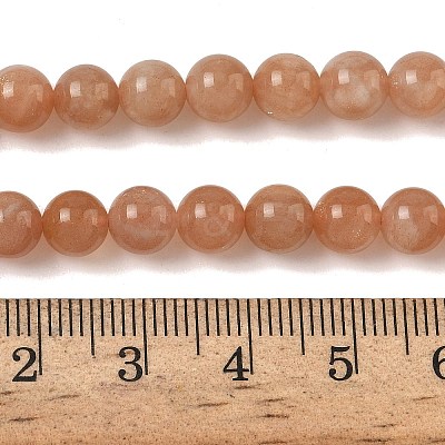 Natural Gemstone Sunstone Round Beads Strands G-E251-34-6mm-01-1