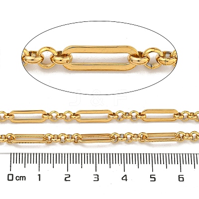 10M Ion Plating(IP) 304 Stainless Steel Oval & Round Ring Link Chains CHS-G034-03G-1