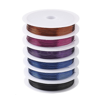 6 Rolls 6 Colors Round Copper Wire Set for Jewelry Making CWIR-NH0001-03C-0.4mm-1
