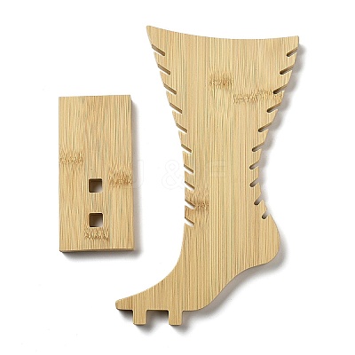 Foot Shaped Bamboo Anklet Storage Jewelry Rack ODIS-G018-01D-1