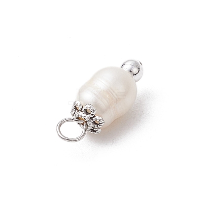 Natural Cultured Freshwater Pearl Rice Pendants PALLOY-JF03919-01-1