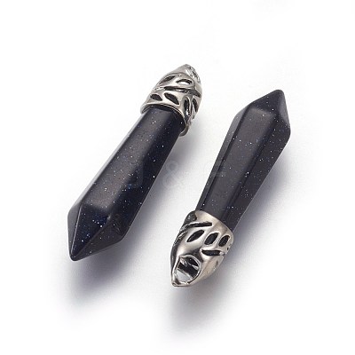 Synthetic Blue Goldstone Pendants G-L497-02G-1