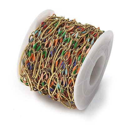 304 Stainless Steel Enamel Link Chains CHS-U003-01G-01-1