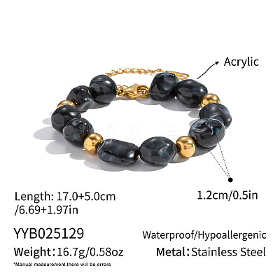 Vintage Beaded Necklace and Bracelet Set Stainless Steel Jewelry for Women BF0589-3-1