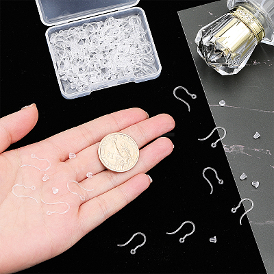 100Pcs Transparent Resin Earring Hooks RESI-CA0001-49-1