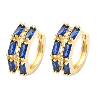Rectangle Brass Micro Pave Cubic Zirconia Hoop Earrings EJEW-H178-03G-1