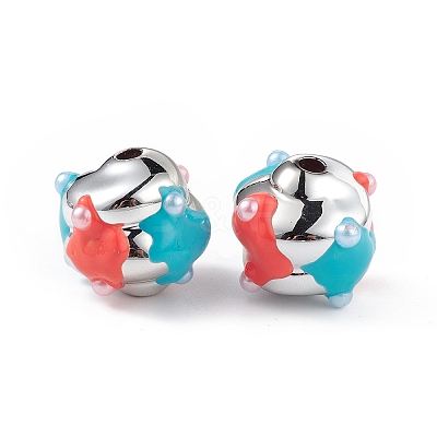 Platinum Plated Acrylic Enamel Beads OACR-I003-03-1