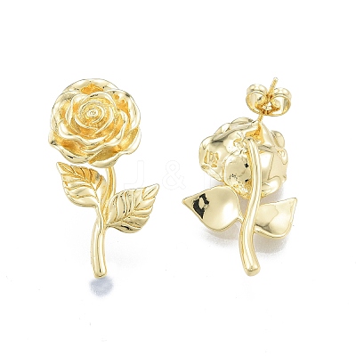 Brass Rose of Life Stud Earrings for Women EJEW-P205-02G-1