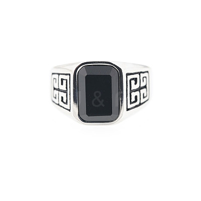 304 Stainless Steel & Obsidian Finger Rings for Men FS-WG9DF95-05-1