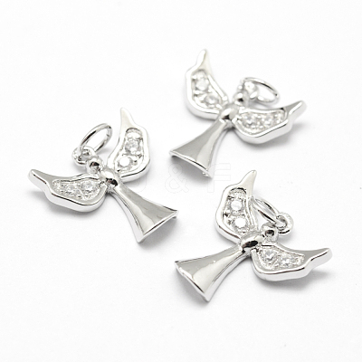 Brass Micro Pave Grade AAA Cubic Zirconia Charms ZIRC-P072-01P-NR-1