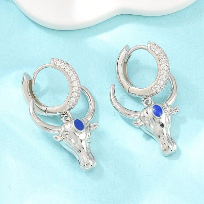 Brass Micro Pave Cubic Zirconia Dangle Hoop Earrings EJEW-G471-46P-1