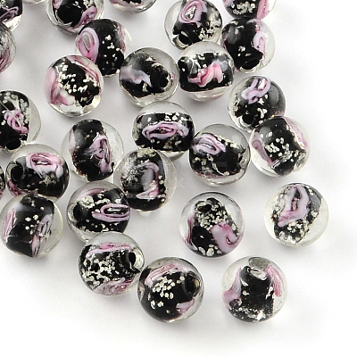 Handmade Luminous Inner Flower Lampwork Beads X-LAMP-R129-8mm-10-1