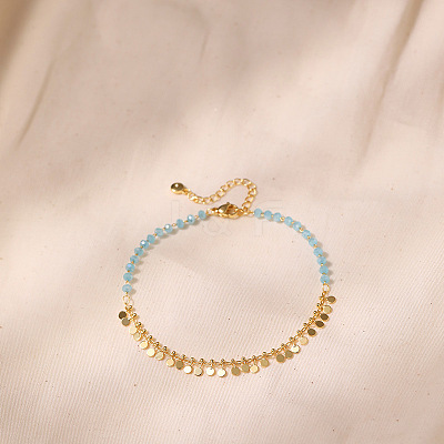 Faceted Rhondelle Glass & Brass Disc Tassel Anklets for Women FS-WGF22A3-01-1