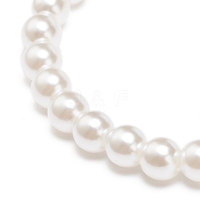 ABS Plastic Imitation Pearl Beaded Stretch Bracelet with Alloy Enamel Charms for Kids BJEW-JB08524-02-1