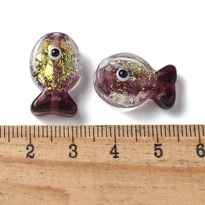 Handmade Foil Lampwork Fish Beads FOIL-Z001-01H-1