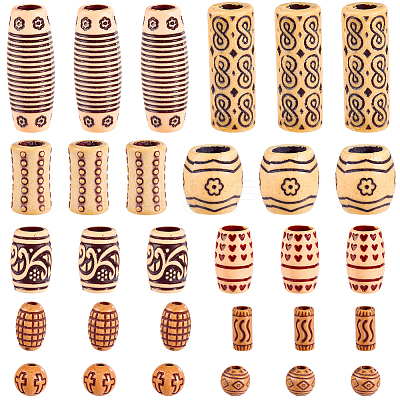 150Pcs 10 Styles Imitation Wood Acrylic Beads SACR-SC0001-54-1