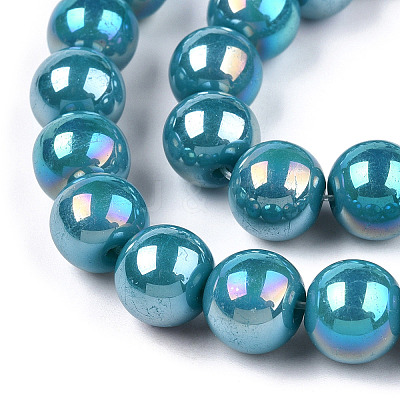 Electroplate Opaque Glass Beads Strands LS-GLAA-T032-P10mm-AB13-1