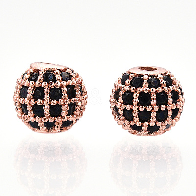 Rack Plating Brass Cubic Zirconia Beads ZIRC-S001-6mm-B01-1