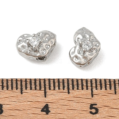 Brass Micro Pave Clear Cubic Zirconia Beads CU-CBAC675-09P-1