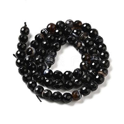 Natural Black Agate Beads Strands G-A246-8mm-04-1
