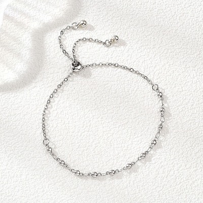 304 Stainless Steel Cable & Bar Link Chain Slider Bracelets for Women BJEW-JB12858-02-1