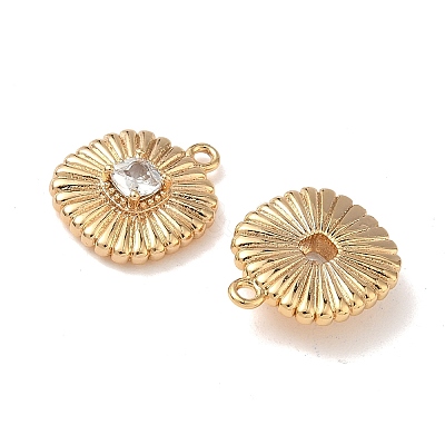 Brass Micro Pave Cubic Zirconia Grooved Pendants KK-A280-04B-G-1