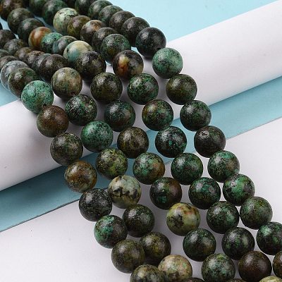 Natural African Turquoise(Jasper) Beads Strands X-TURQ-G037-10mm-1