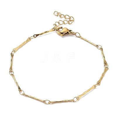 Ion Plating(IP) 304 Stainless Steel Bar Link Chain Brcelets BJEW-K226-11G-1