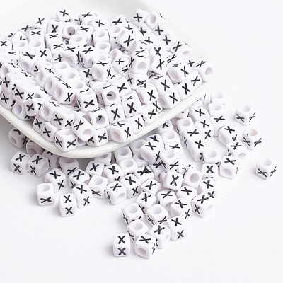 Acrylic Horizontal Hole Letter Beads PL37C9308-X-1