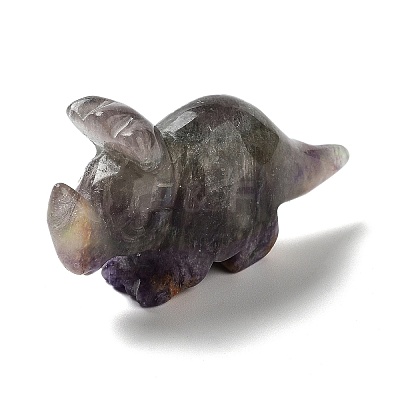 Natural Fluorite Carved Healing Rhinoceros Figurines DJEW-P016-01C-1