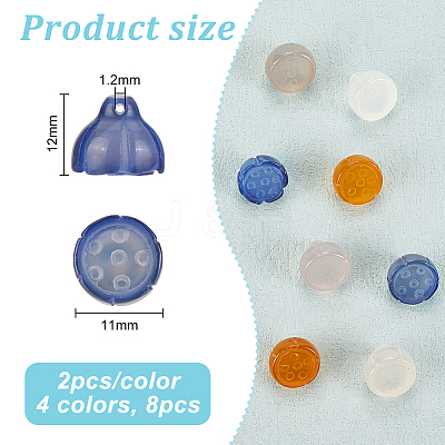 8Pcs 4 Colors Natural Agate Lotus Pod Charms G-OC0004-72-1