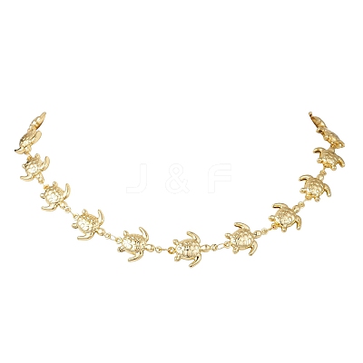 Ocean 304 Stainless Steel Turtle Link Chain Necklaces for Women NJEW-JN05928-1