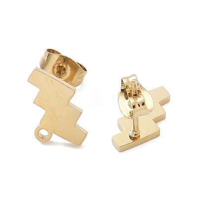 Stairs Ion Plating(IP) 304 Stainless Steel Stud Earring Findings STAS-I206-121G-1