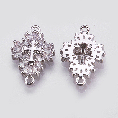 Brass Micro Pave Cubic Zirconia Links ZIRC-E144-12-1