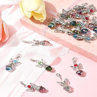 20Pcs 5 Colors Angel Glass Acrylic Pendants HJEW-FS00016-1
