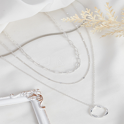 Brass 3 Layer Necklaces NJEW-LP0003-79S-1