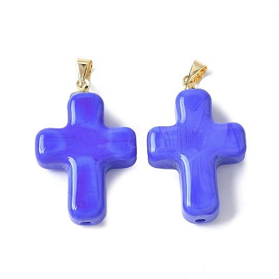 Handmade Lampwork with Brass Pendants LAMP-I030-01G-06-1