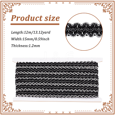 12M Polyester Glitter Wavy Fringe Trim Ribbon OCOR-WH0003-031A-1