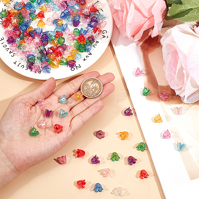 216Pcs 9 Colors UV Plating Acrylic Bead Caps MACR-SC0001-38-1
