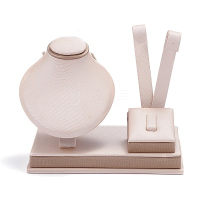 Wooden Clovered with PU Leather Jewelry Displays ODIS-F005-02D-1