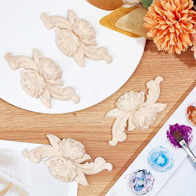 Wood Carved Appliques DIY-WH0032-28-1