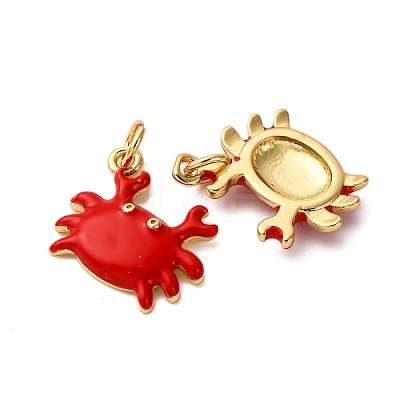 Brass Enamel Pendants KK-CJC0013-10G-RS-1