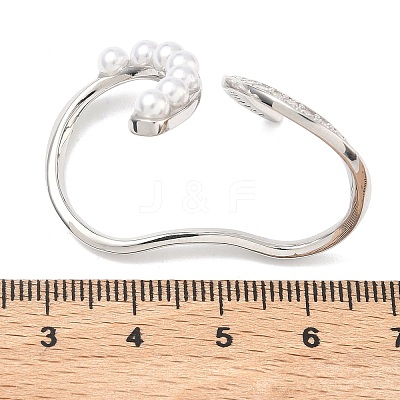 Brass Micro Pave Cubic Zirconia Cuff Open Rings RJEW-C158-03P-1